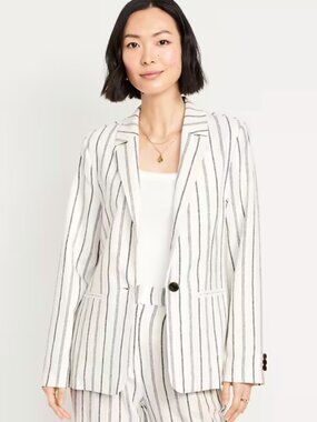 Taylor Fitted Linen-Blend Suit Blazer
